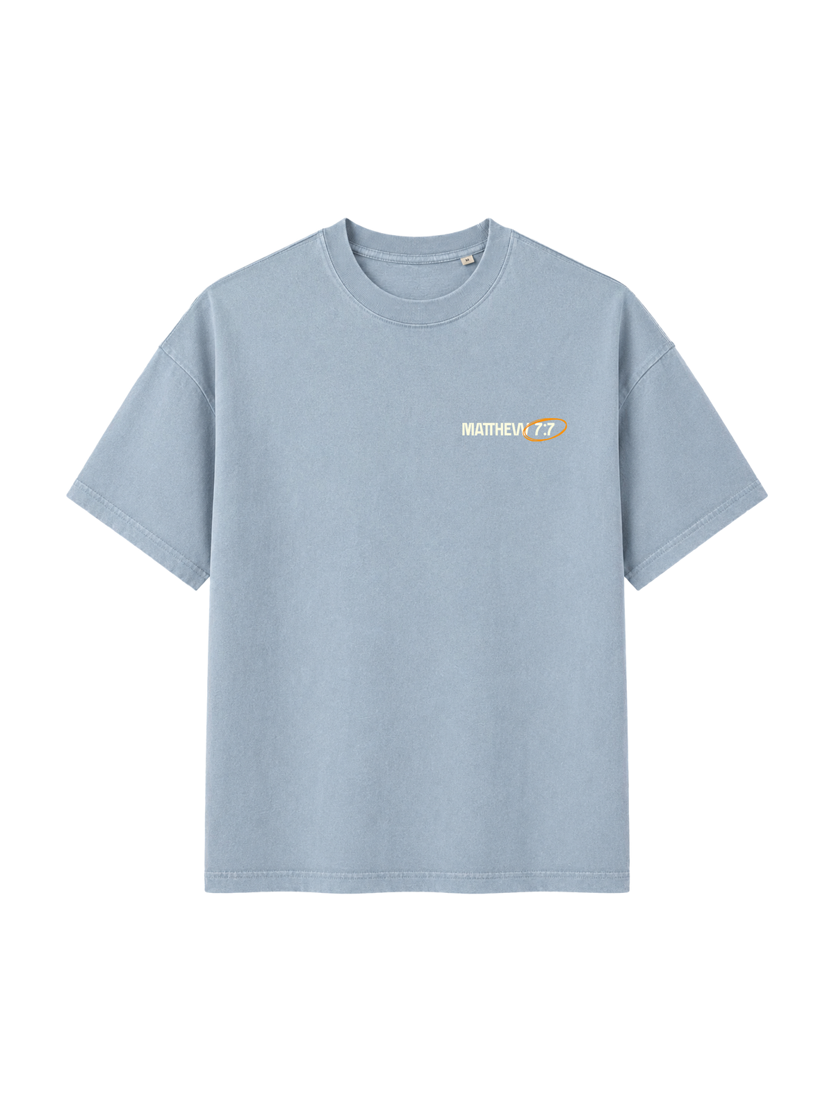 VINTAGE RELAXED FIT T-SHIRT ASK SEEK KNOCK - blue-stone-front.png - 7