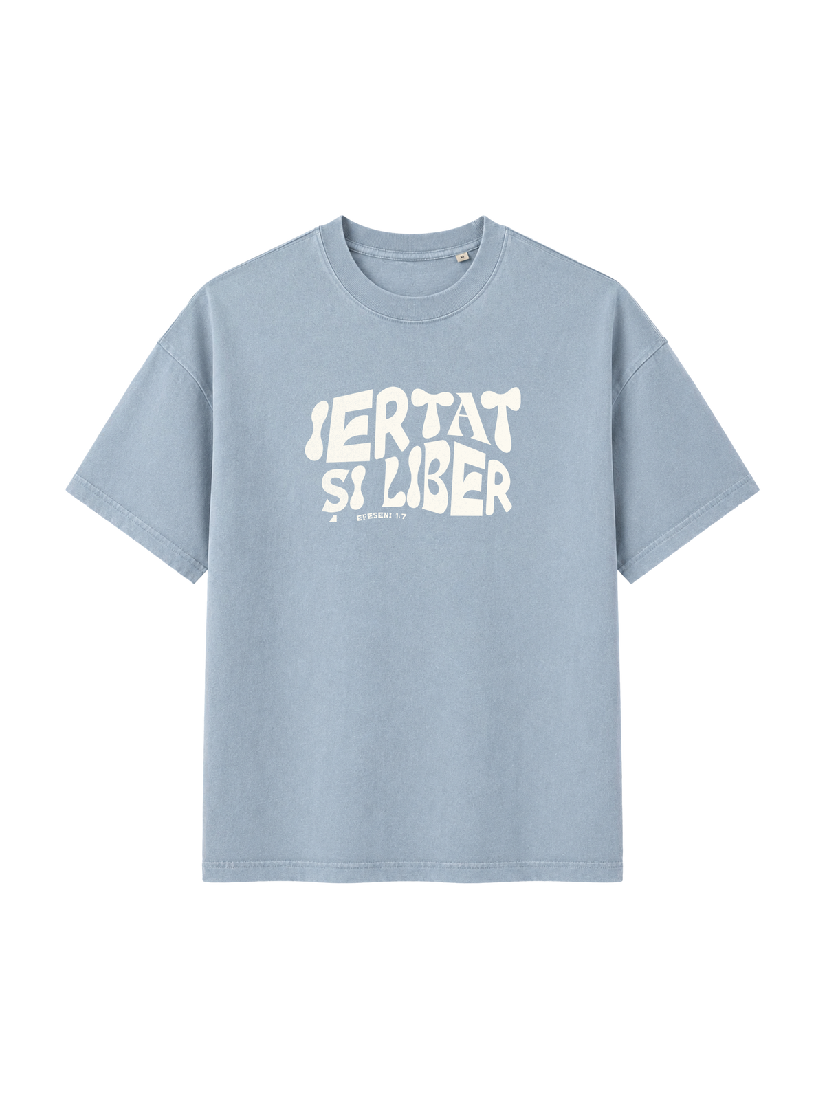 VINTAGE RELAXED FIT T-SHIRT IERTAT SI LIBER - blue-stone-front.png - 4
