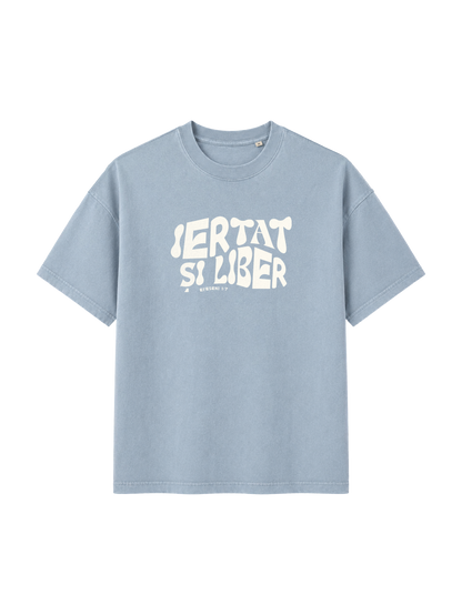 VINTAGE RELAXED FIT T-SHIRT IERTAT SI LIBER - blue-stone-front.png - 4