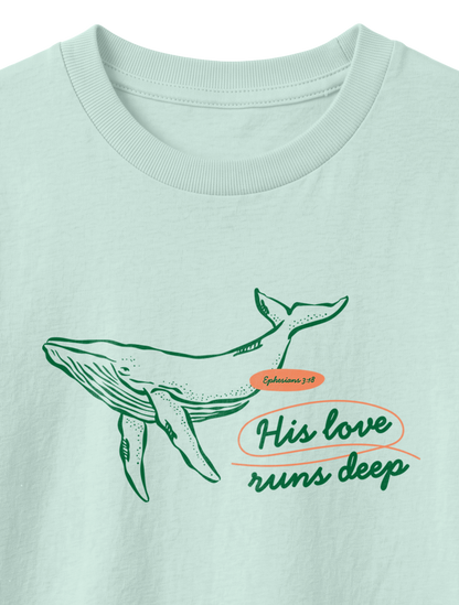 KIDS REGULAR FIT T-SHIRT HIS LOVE RUNS DEEP - caribbean-blue-front-close-1.png - 5