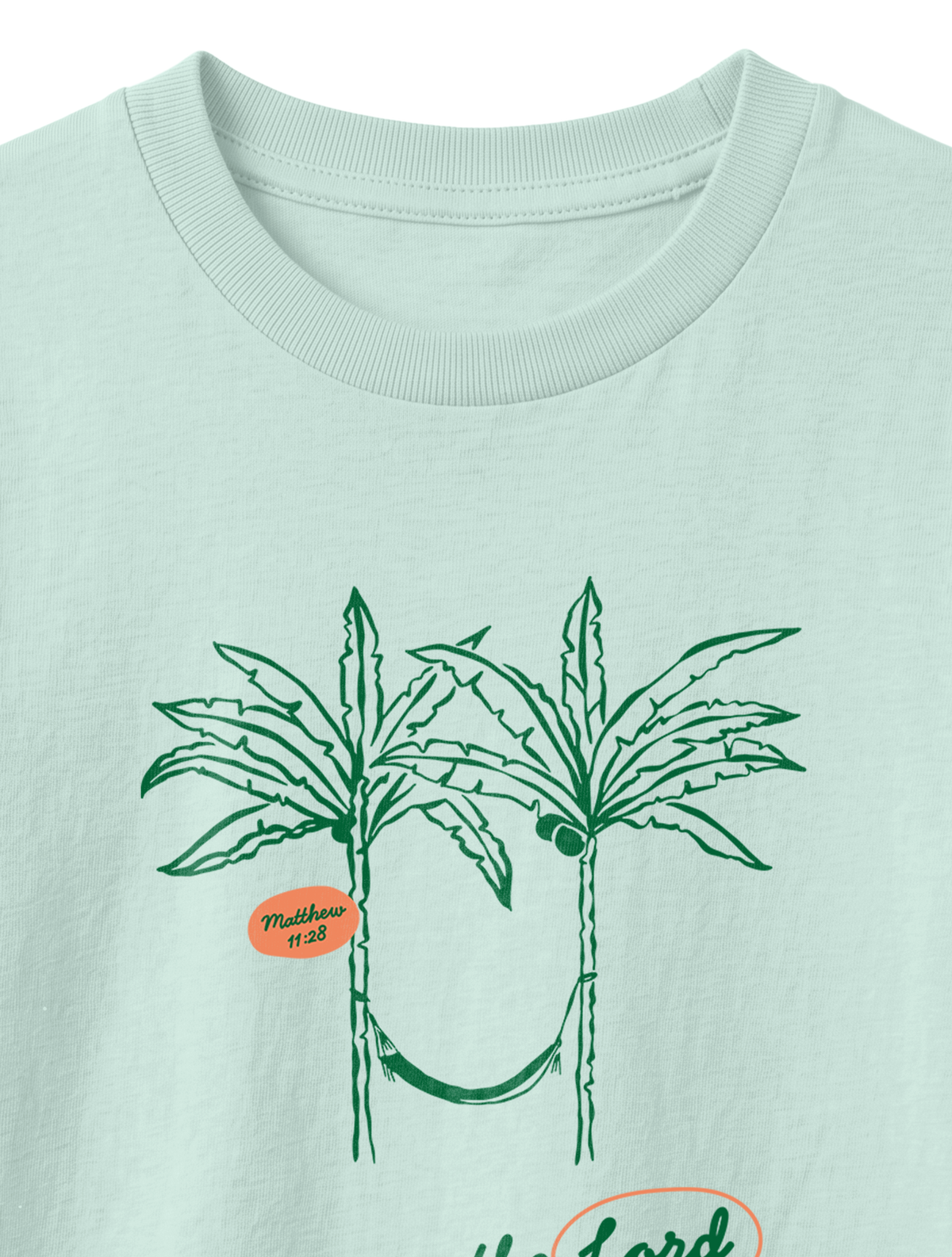 KIDS REGULAR FIT T-SHIRT LORD IS MY REST - caribbean-blue-front-close-1.png - 8