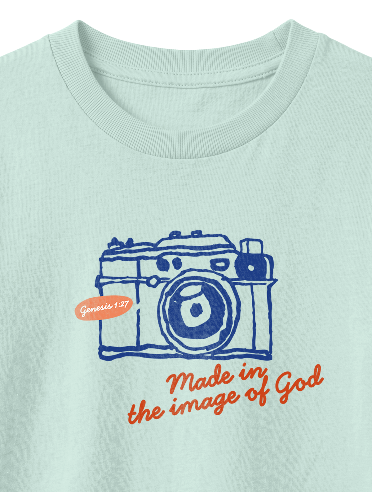 KIDS REGULAR FIT T-SHIRT MADE IN THE IMAGE OF GOD - caribbean-blue-front-close-1.png - 7