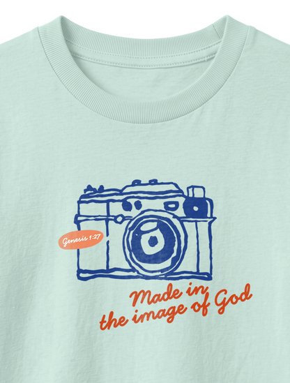 KIDS REGULAR FIT T-SHIRT MADE IN THE IMAGE OF GOD - caribbean-blue-front-close-1.png - 7