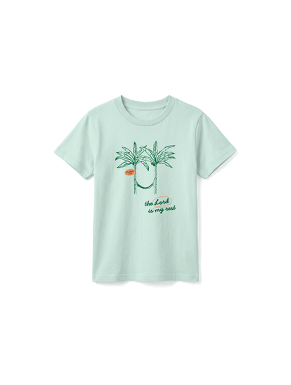 KIDS REGULAR FIT T-SHIRT LORD IS MY REST - caribbean-blue-front.png - 7