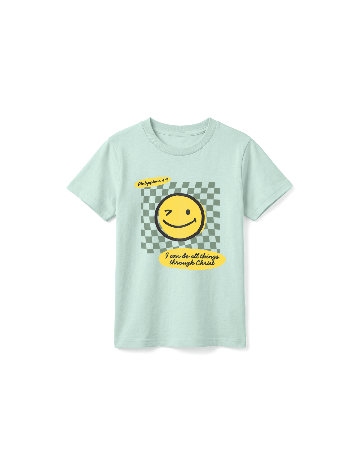 KIDS REGULAR FIT T-SHIRT I CAN DO ALL THINGS THROUGH CHRIST BOY - caribbean-blue-front.png - 1