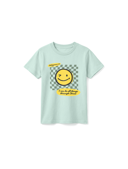 KIDS REGULAR FIT T-SHIRT I CAN DO ALL THINGS THROUGH CHRIST BOY - caribbean-blue-front.png - 1
