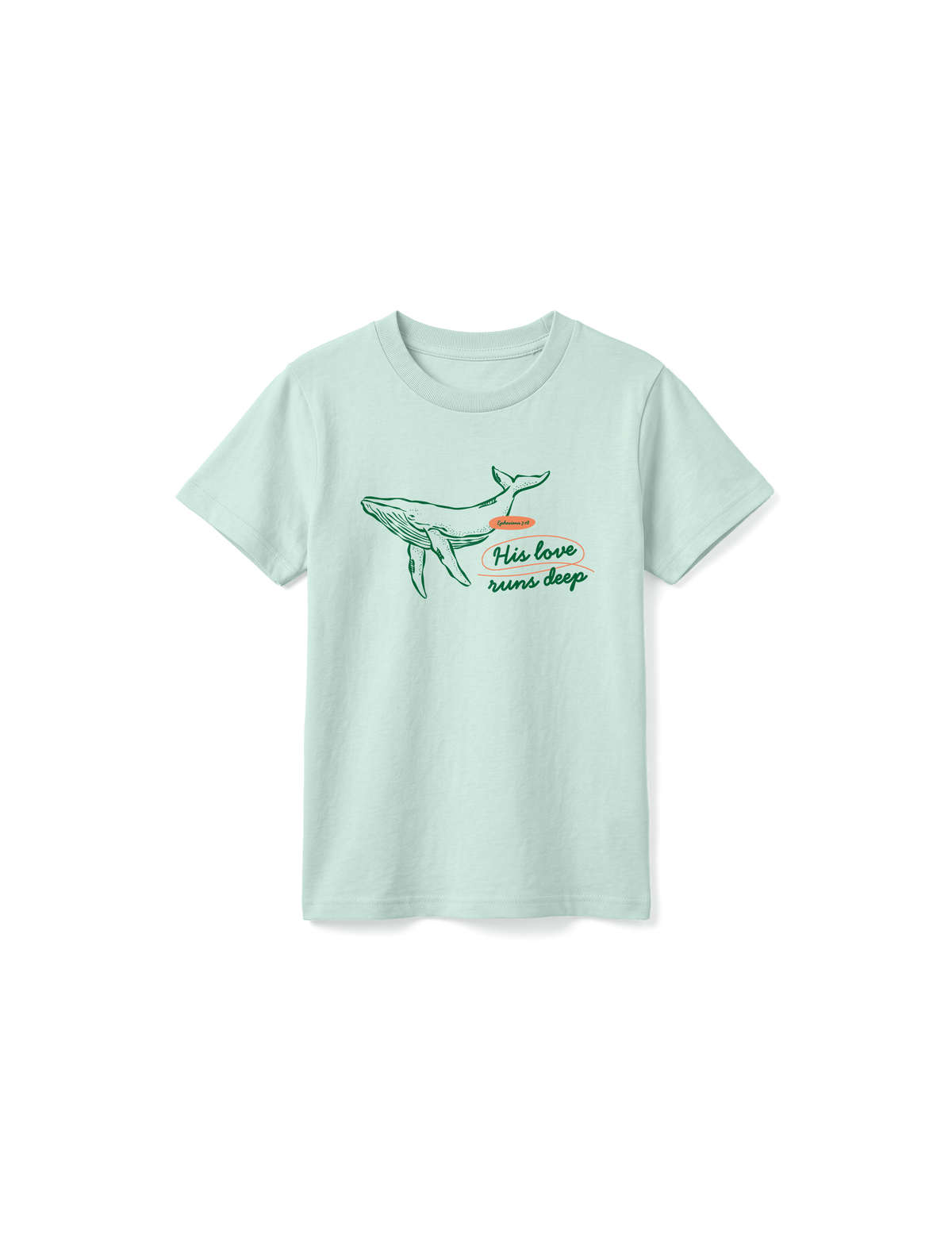 KIDS REGULAR FIT T-SHIRT HIS LOVE RUNS DEEP - caribbean-blue-front.png - 1