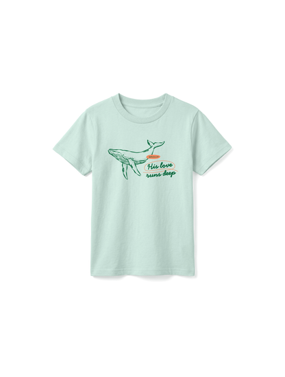 KIDS REGULAR FIT T-SHIRT HIS LOVE RUNS DEEP - caribbean-blue-front.png - 1