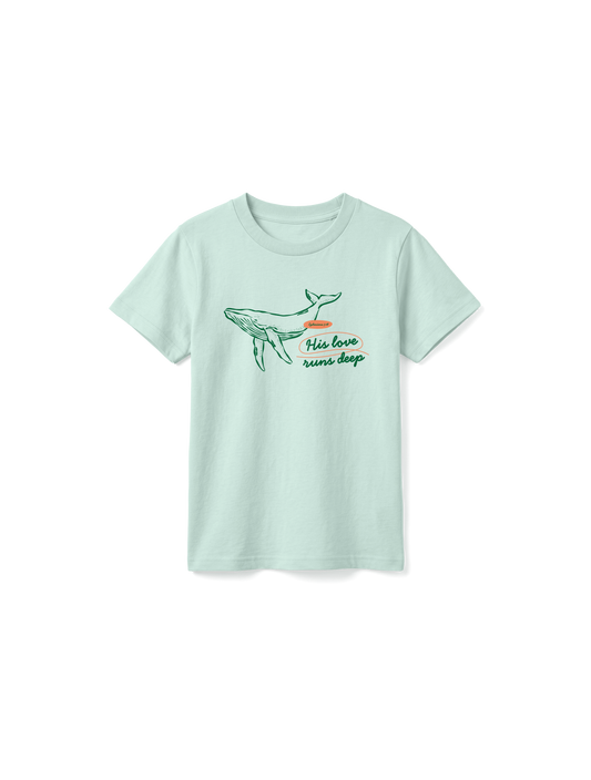 KIDS REGULAR FIT T-SHIRT HIS LOVE RUNS DEEP - caribbean-blue-front.png - 1