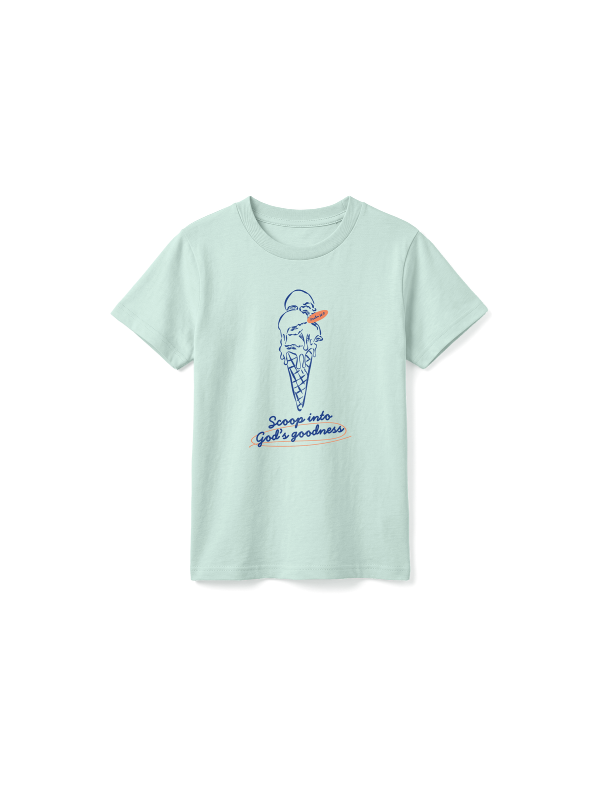 KIDS REGULAR FIT T-SHIRT SCOOP INTO GODS GOODNESS - caribbean-blue-front.png - 7
