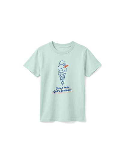 KIDS REGULAR FIT T-SHIRT SCOOP INTO GODS GOODNESS - caribbean-blue-front.png - 7