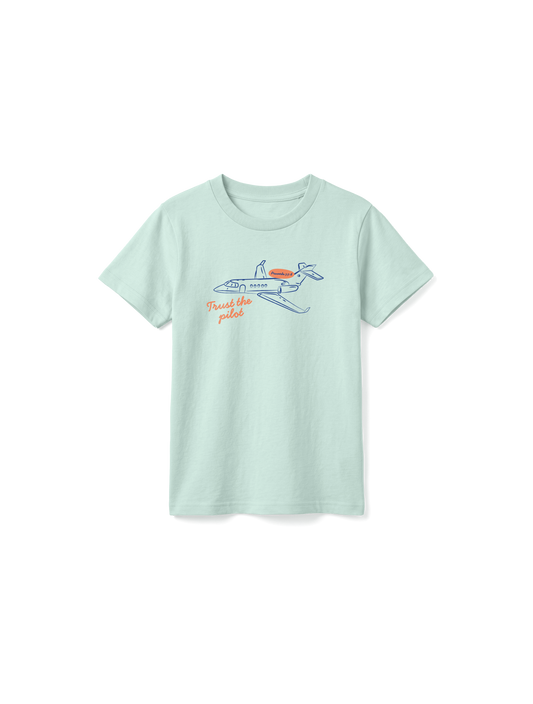 KIDS REGULAR FIT T-SHIRT TRUST THE PILOT - caribbean-blue-front.png - 1