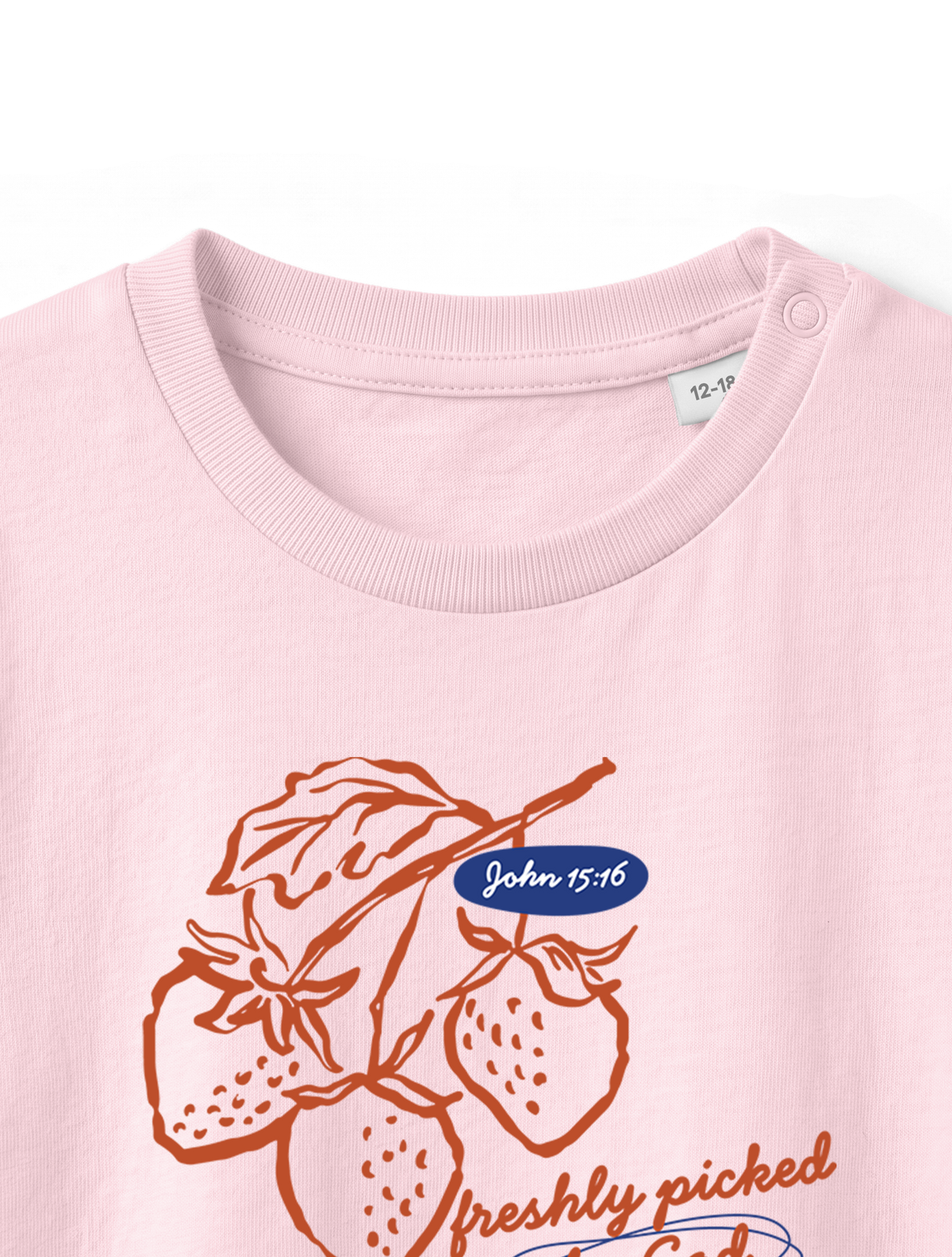 BABY REGULAR FIT T-SHIRT FRESHLY PICKED BY GOD - cotton-pink-front-close-1.png - 5