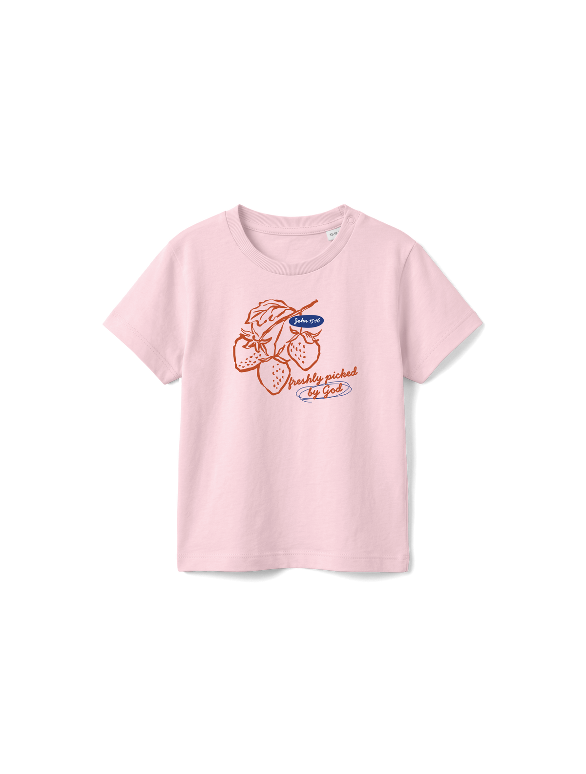 BABY REGULAR FIT T-SHIRT FRESHLY PICKED BY GOD - cotton-pink-front.png - 1