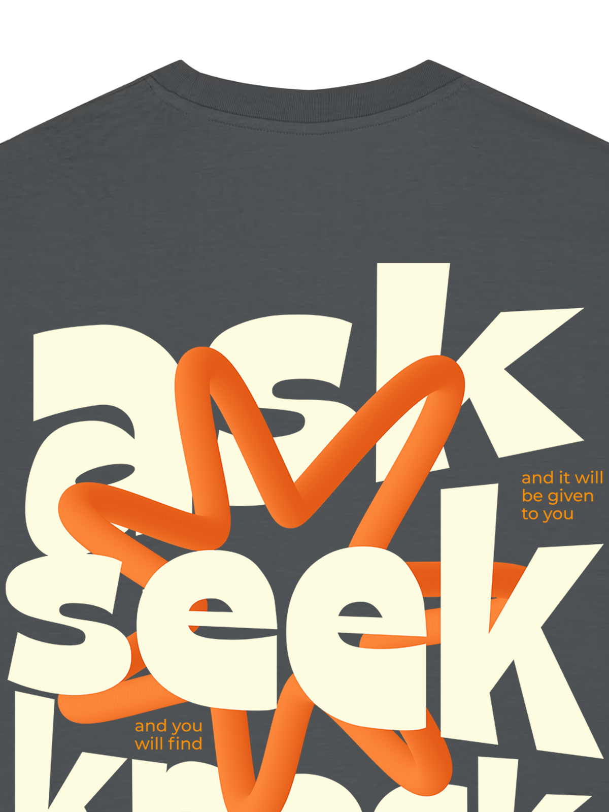 REGULAR FIT T-SHIRT ASK SEEK KNOCK - creator-anthracite-back-close-1.png - 6