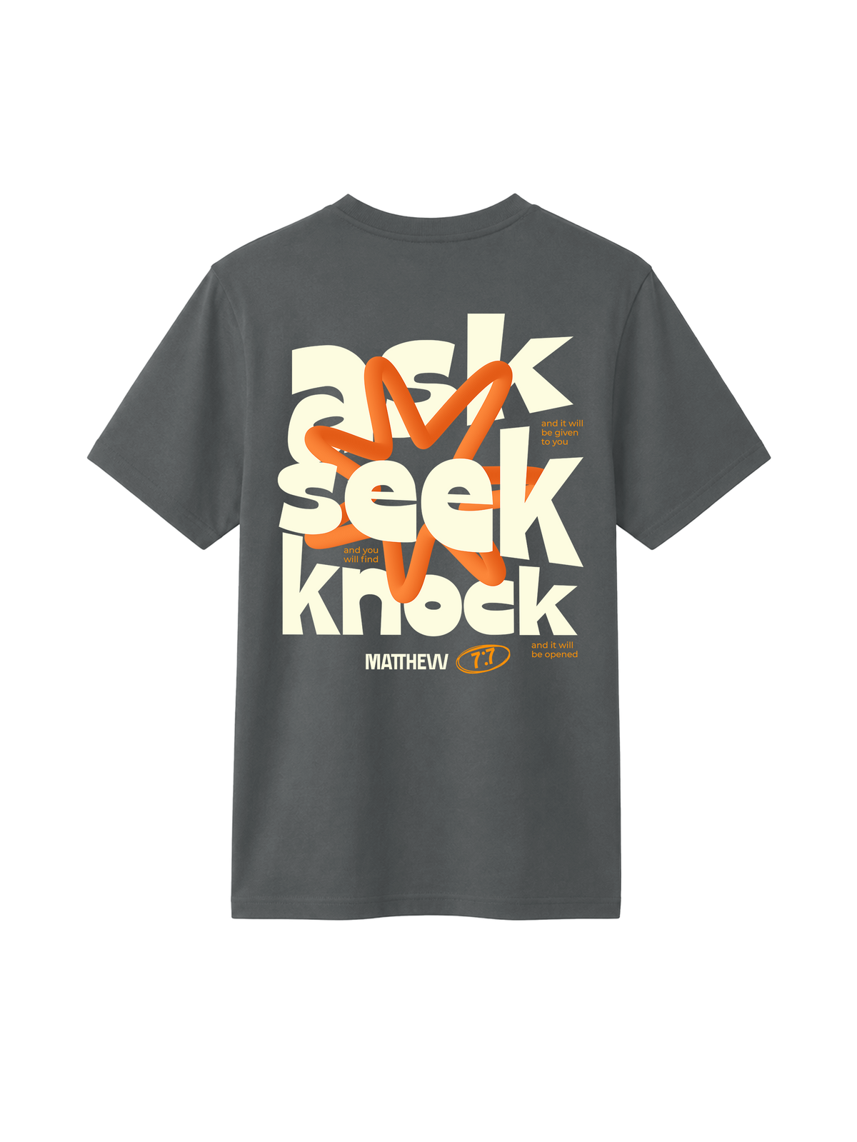 REGULAR FIT T-SHIRT ASK SEEK KNOCK - creator-anthracite-back.png - 5