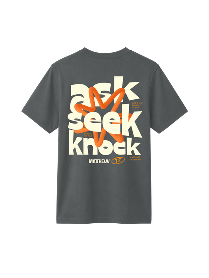 REGULAR FIT T-SHIRT ASK SEEK KNOCK - creator-anthracite-back.png - 5