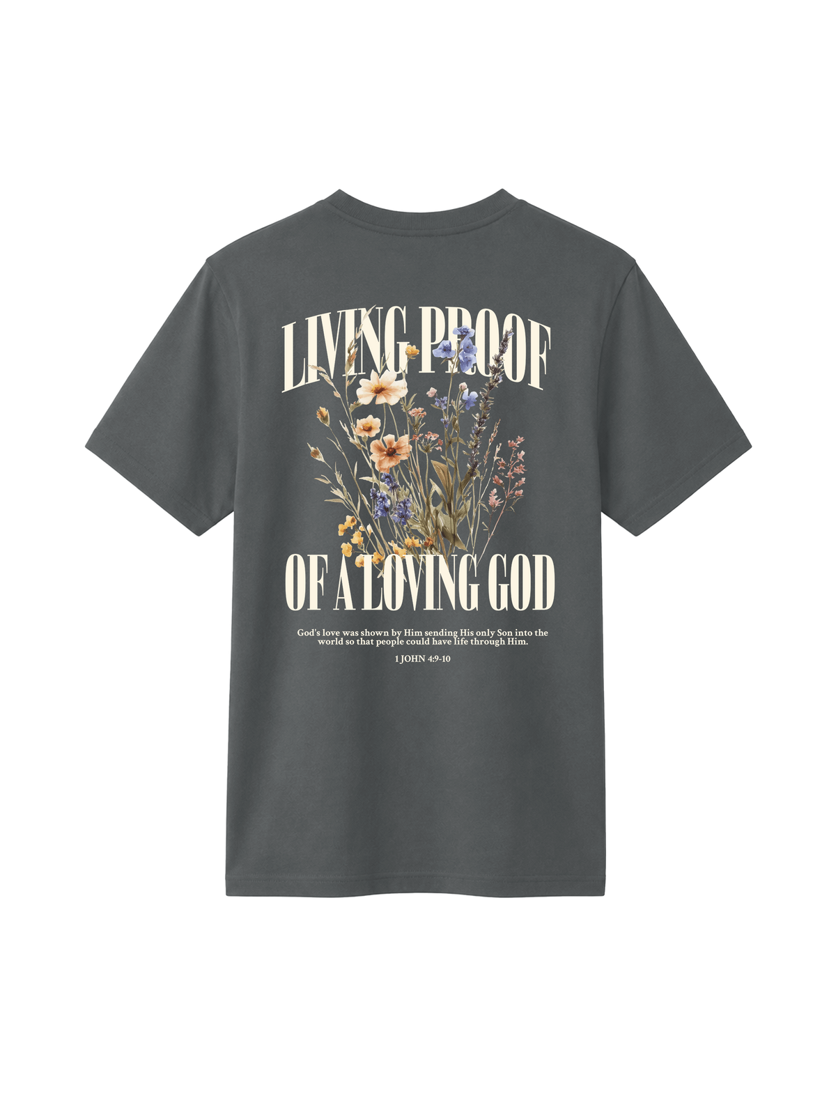 REGULAR FIT T-SHIRT LIVING PROOF OF A LOVING GOD - creator-anthracite-back.png - 7