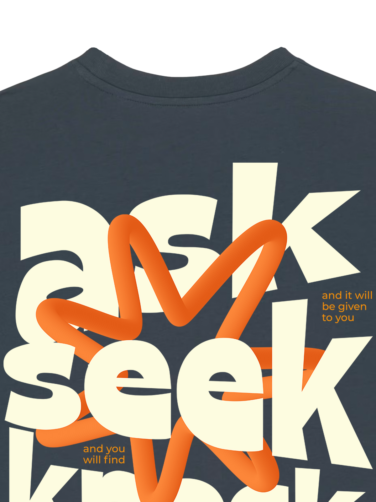 REGULAR FIT T-SHIRT ASK SEEK KNOCK - creator-india-ink-grey-back-close-1.png - 2