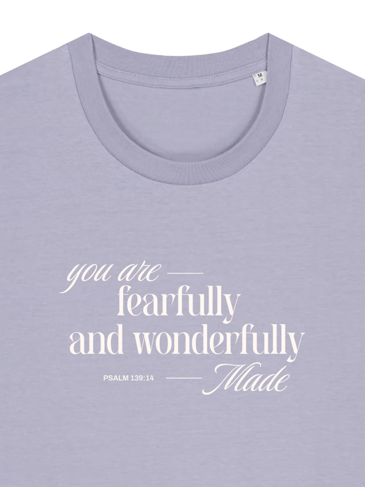REGULAR FIT T-SHIRT YOU ARE FEARFULLY AND WONDERFULLY MADE - creator-lavender-front-close-1.png - 2