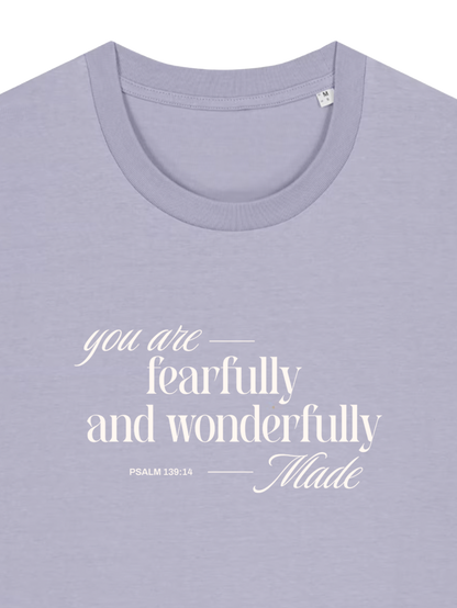 REGULAR FIT T-SHIRT YOU ARE FEARFULLY AND WONDERFULLY MADE - creator-lavender-front-close-1.png - 2