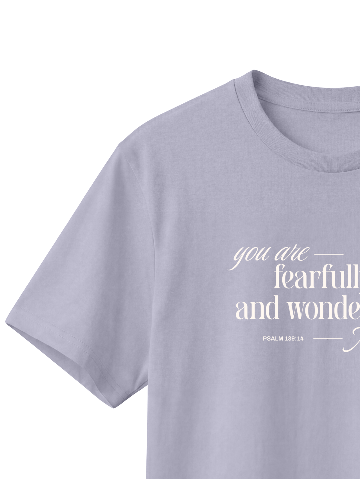 REGULAR FIT T-SHIRT YOU ARE FEARFULLY AND WONDERFULLY MADE - creator-lavender-front-close-3.png - 4