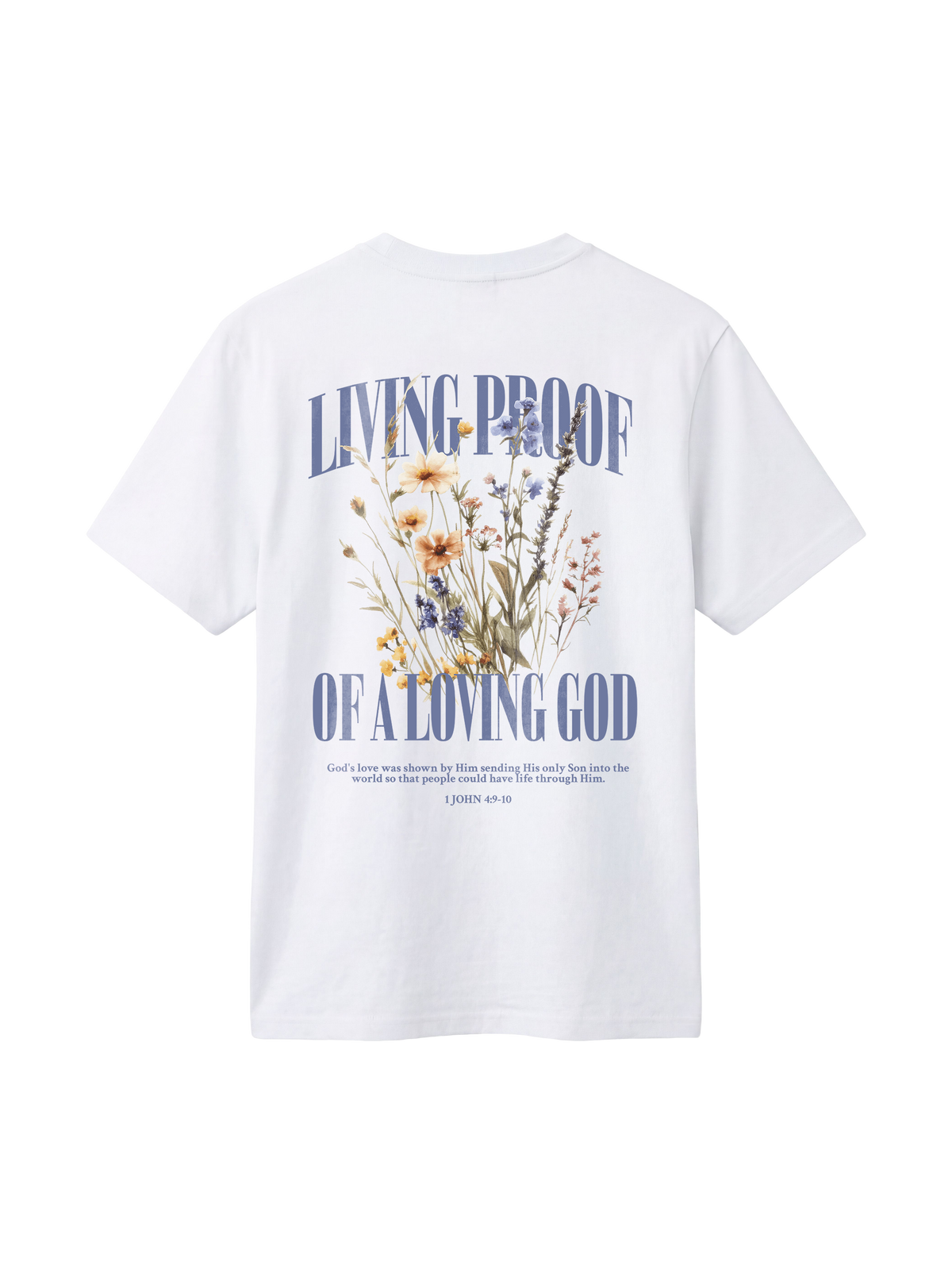 REGULAR FIT T-SHIRT LIVING PROOF OF A LOVING GOD - creator-white-back.png - 1