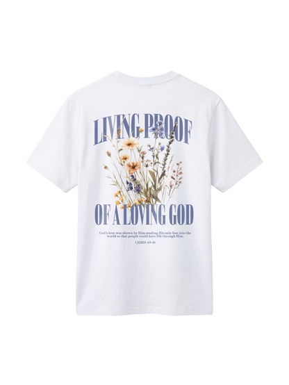 REGULAR FIT T-SHIRT LIVING PROOF OF A LOVING GOD - creator-white-back.png - 1