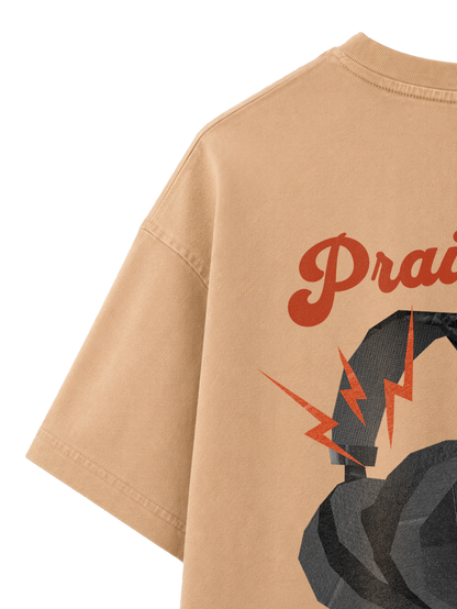 VINTAGE RELAXED FIT T-SHIRT PRAISE IS MY PLAYLIST - dyed-latte-back-close-1.png - 5
