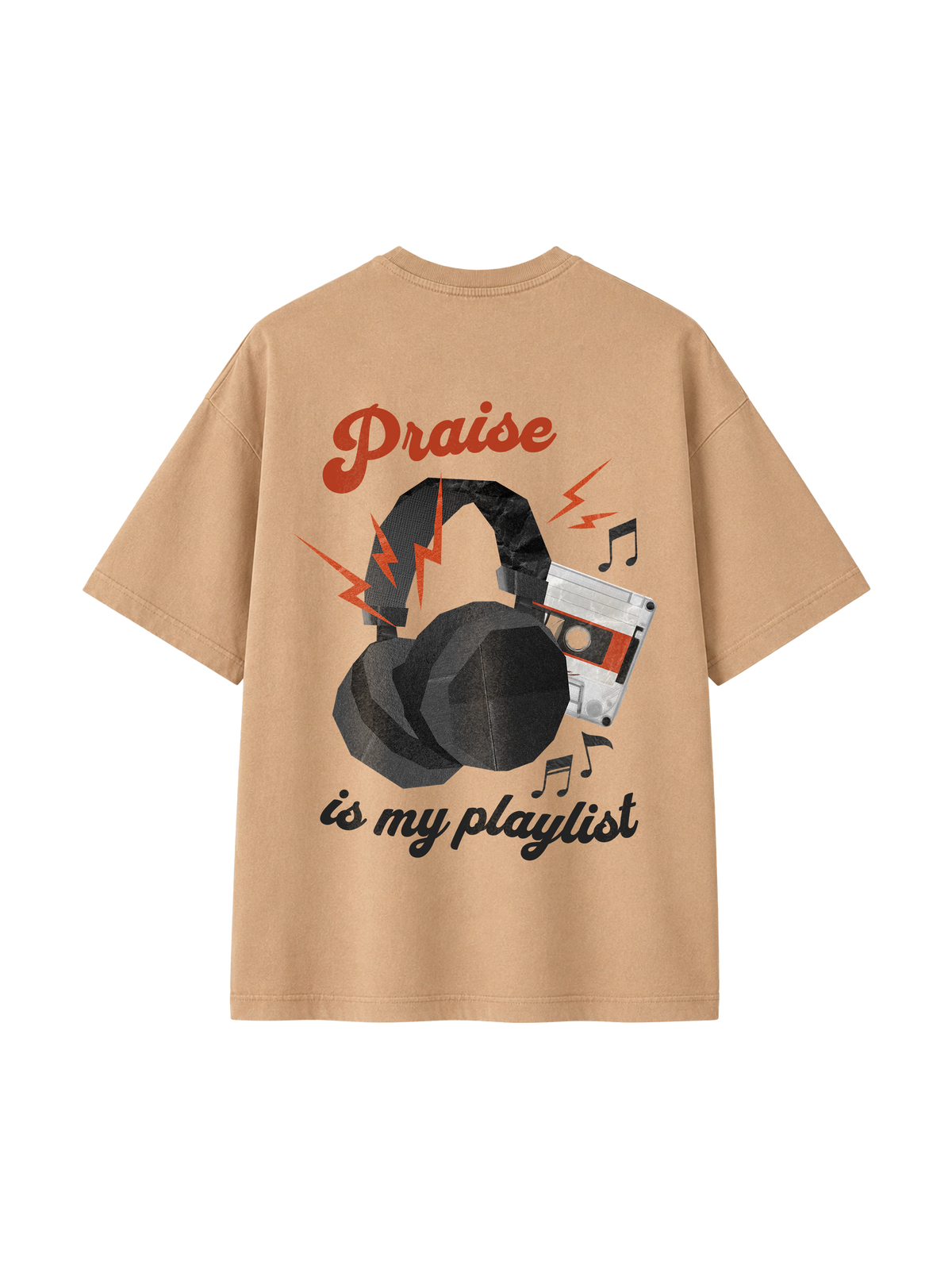 VINTAGE RELAXED FIT T-SHIRT PRAISE IS MY PLAYLIST - dyed-latte-back.png - 4