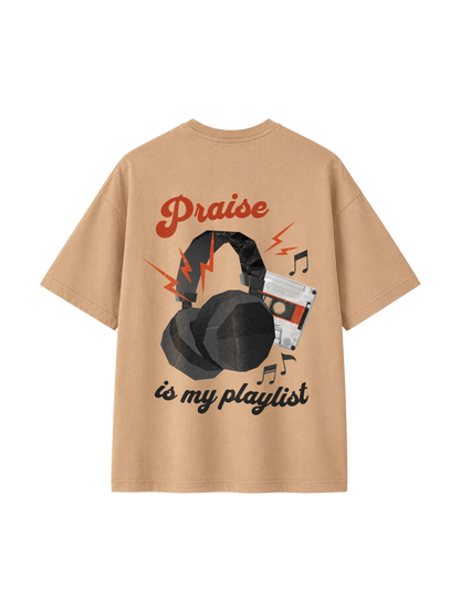 VINTAGE RELAXED FIT T-SHIRT PRAISE IS MY PLAYLIST - dyed-latte-back.png - 4