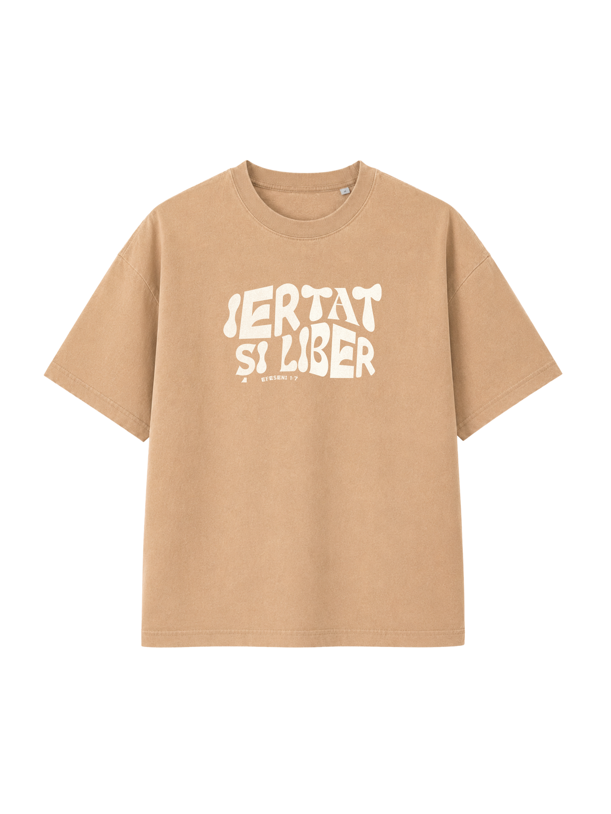 VINTAGE RELAXED FIT T-SHIRT IERTAT SI LIBER - latte-front.png - 7