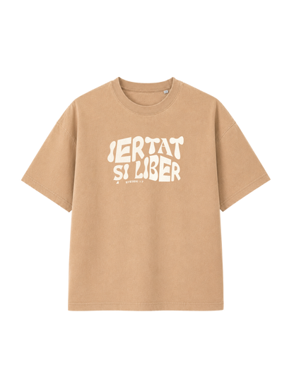 VINTAGE RELAXED FIT T-SHIRT IERTAT SI LIBER - latte-front.png - 7