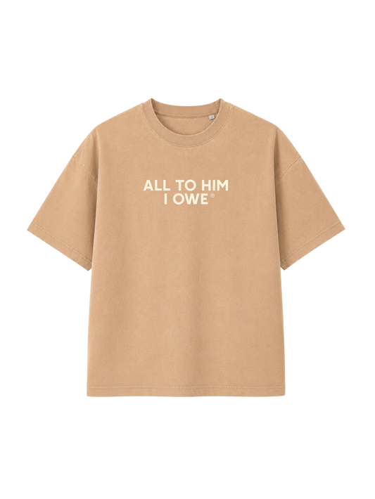VINTAGE RELAXED FIT T-SHIRT ALL TO HIM I OWE - latte-front.png - 1