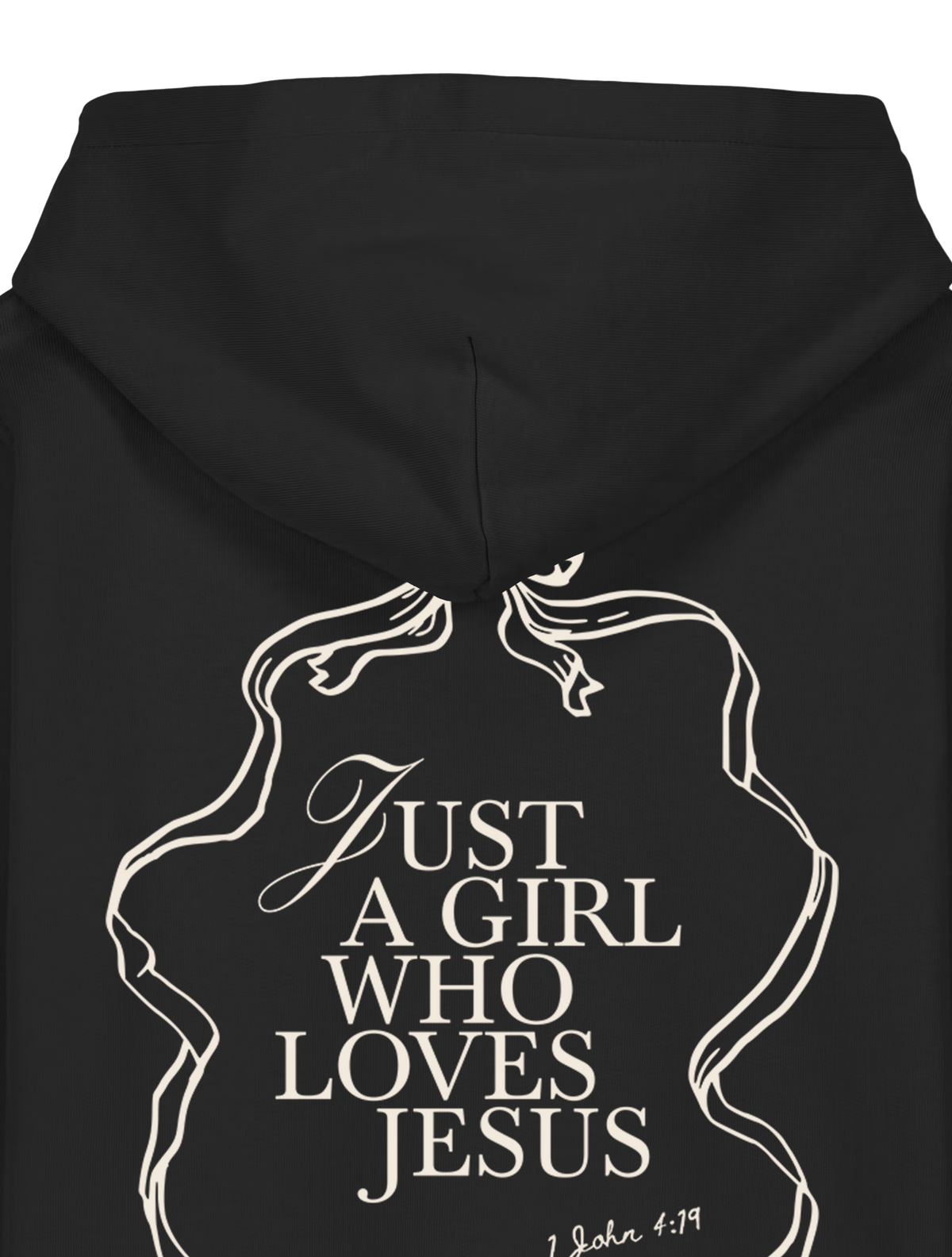 REGULAR FIT KIDS HOODIE JUST A GIRL WHO LOVES JESUS - mini-cruiser-black-back-close-1.png - 7