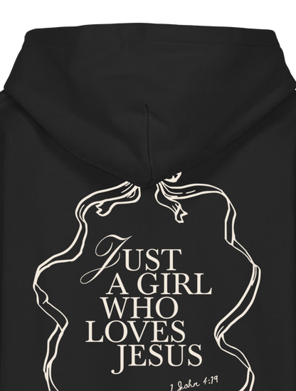 REGULAR FIT KIDS HOODIE JUST A GIRL WHO LOVES JESUS - mini-cruiser-black-back-close-1.png - 7