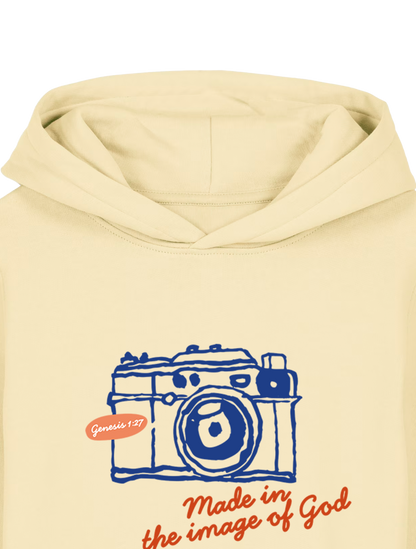 REGULAR FIT KIDS HOODIE MADE IN THE IMAGE OF GOD - mini-cruiser-butter-front-close-1.png - 7