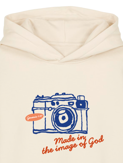 REGULAR FIT KIDS HOODIE MADE IN THE IMAGE OF GOD - mini-cruiser-natural-raw-front-close-1.png - 2
