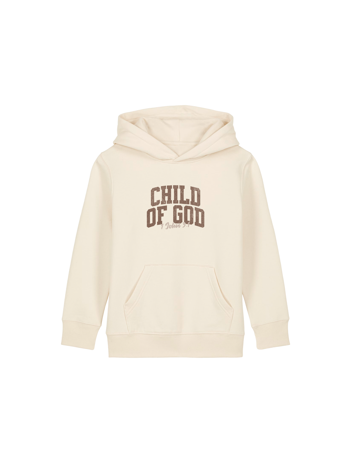 REGULAR FIT KIDS HOODIE VARSITY CHILD OF GOD - mini-cruiser-natural-raw-front.png - 1