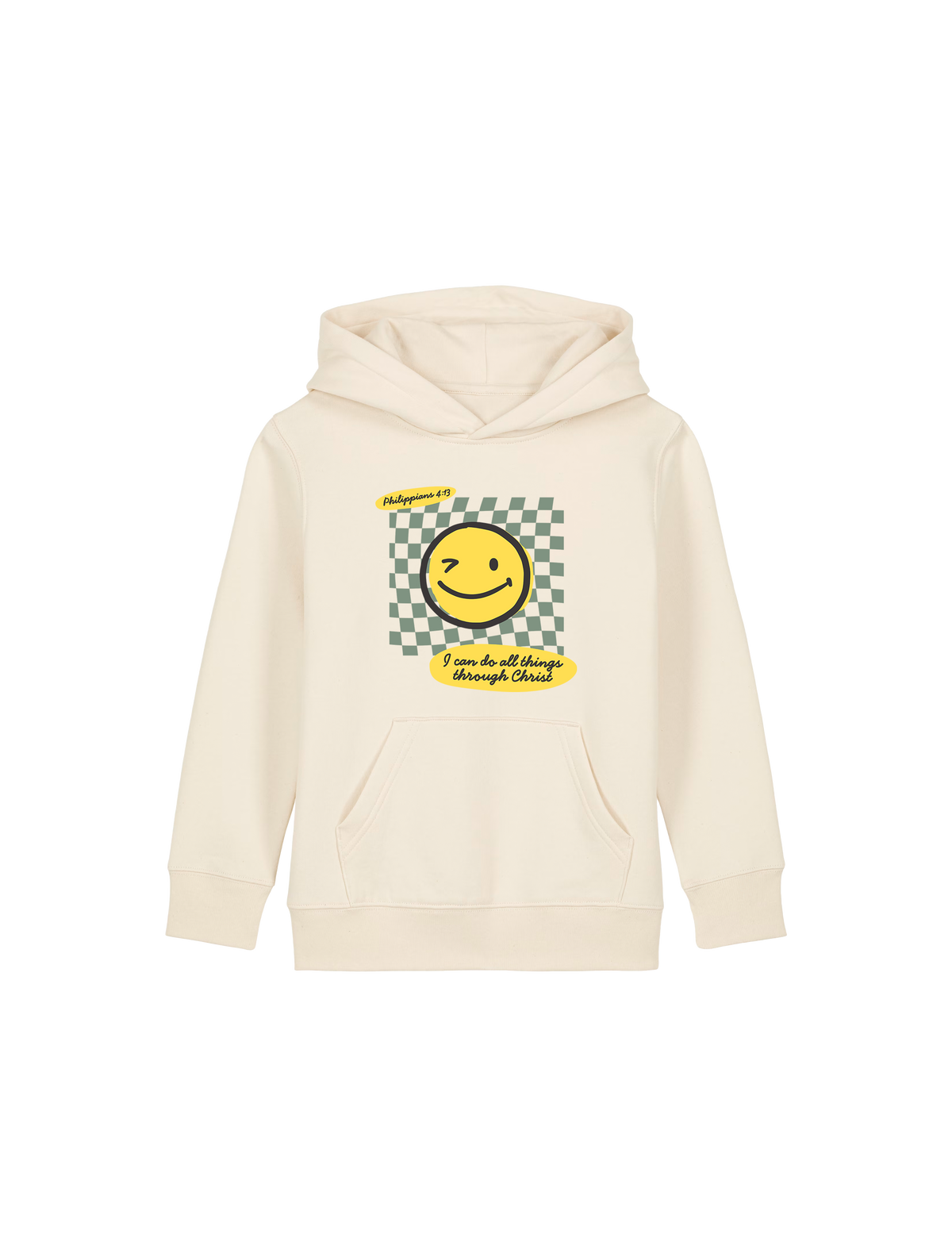 REGULAR FIT KIDS HOODIE SMILEY FACE - mini-cruiser-natural-raw-front.png - 1