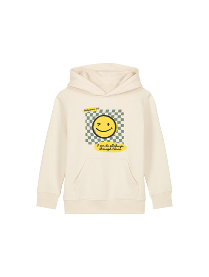 REGULAR FIT KIDS HOODIE SMILEY FACE - mini-cruiser-natural-raw-front.png - 1