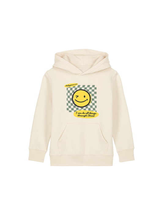 REGULAR FIT KIDS HOODIE SMILEY FACE - mini-cruiser-natural-raw-front.png - 1