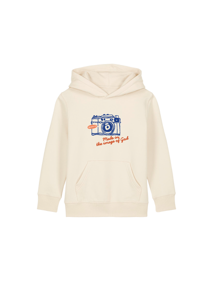 REGULAR FIT KIDS HOODIE MADE IN THE IMAGE OF GOD - mini-cruiser-natural-raw-front.png - 1