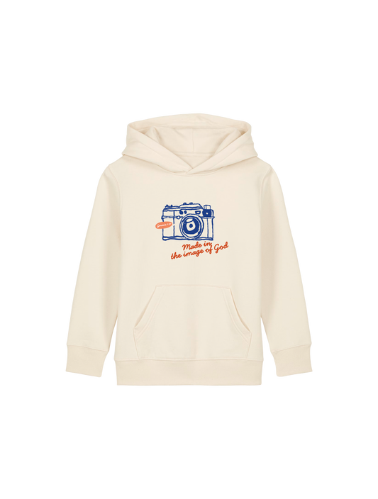 REGULAR FIT KIDS HOODIE MADE IN THE IMAGE OF GOD - mini-cruiser-natural-raw-front.png - 1