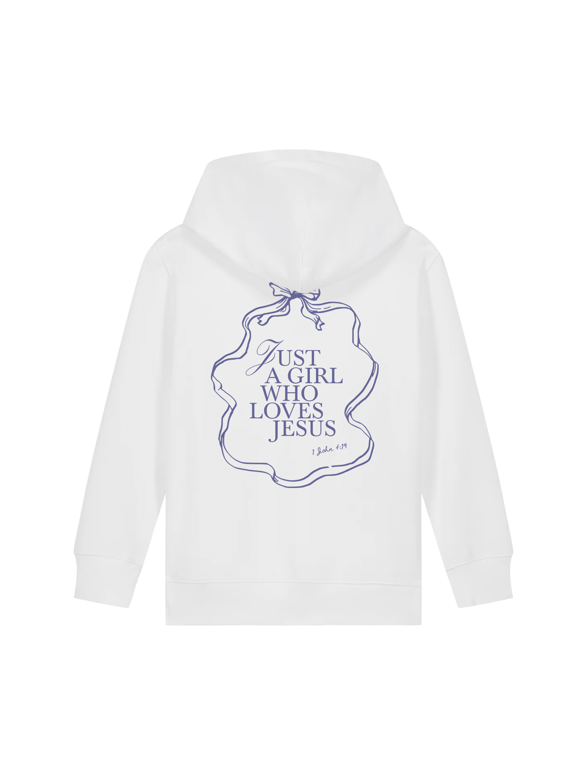 REGULAR FIT KIDS HOODIE JUST A GIRL WHO LOVES JESUS - mini-cruiser-white-back.png - 1