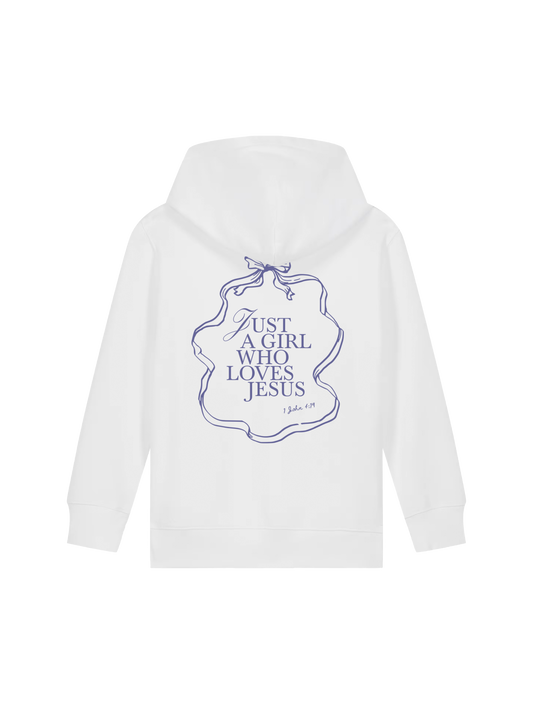 REGULAR FIT KIDS HOODIE JUST A GIRL WHO LOVES JESUS - mini-cruiser-white-back.png - 1