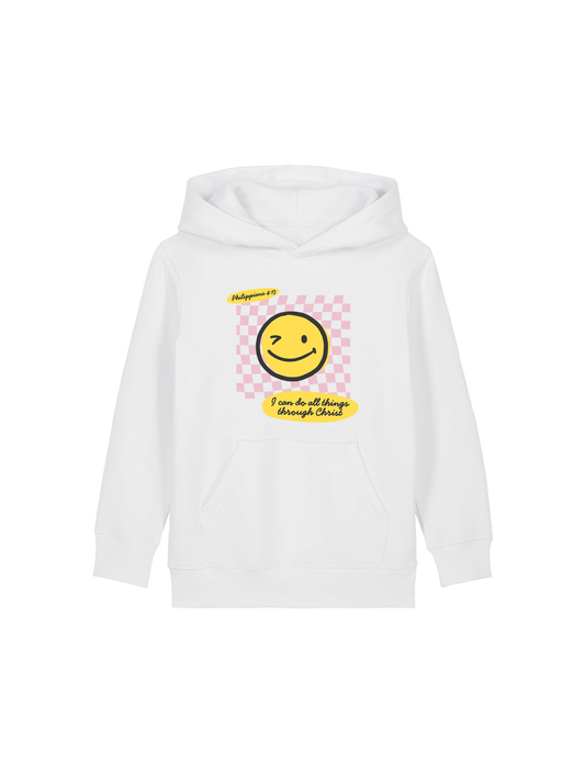REGULAR FIT KIDS HOODIE SMILEY FACE PINK - mini-cruiser-white-front.png - 1