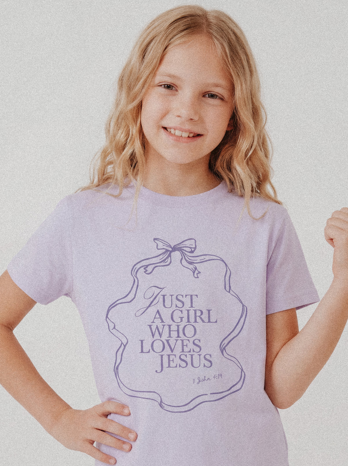 KIDS REGULAR FIT T-SHIRT JUST A GIRL WHO LOVES JESUS - model-1.jpg - 2