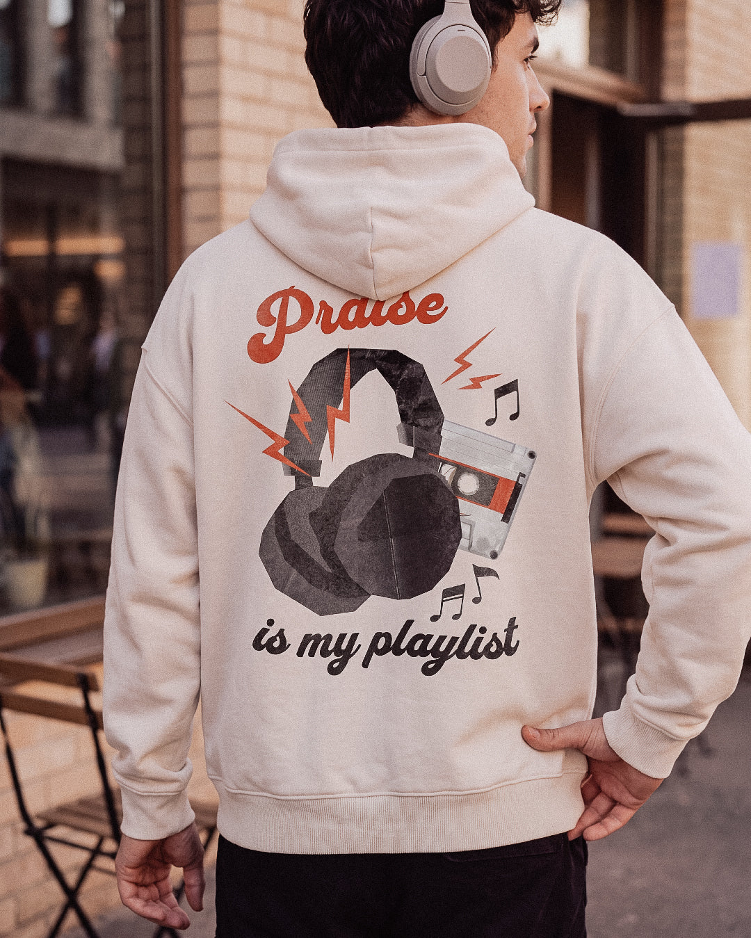 OVERSIZED HOODIE PRAISE IS MY PLAYLIST MEN - model-1.jpg - 5