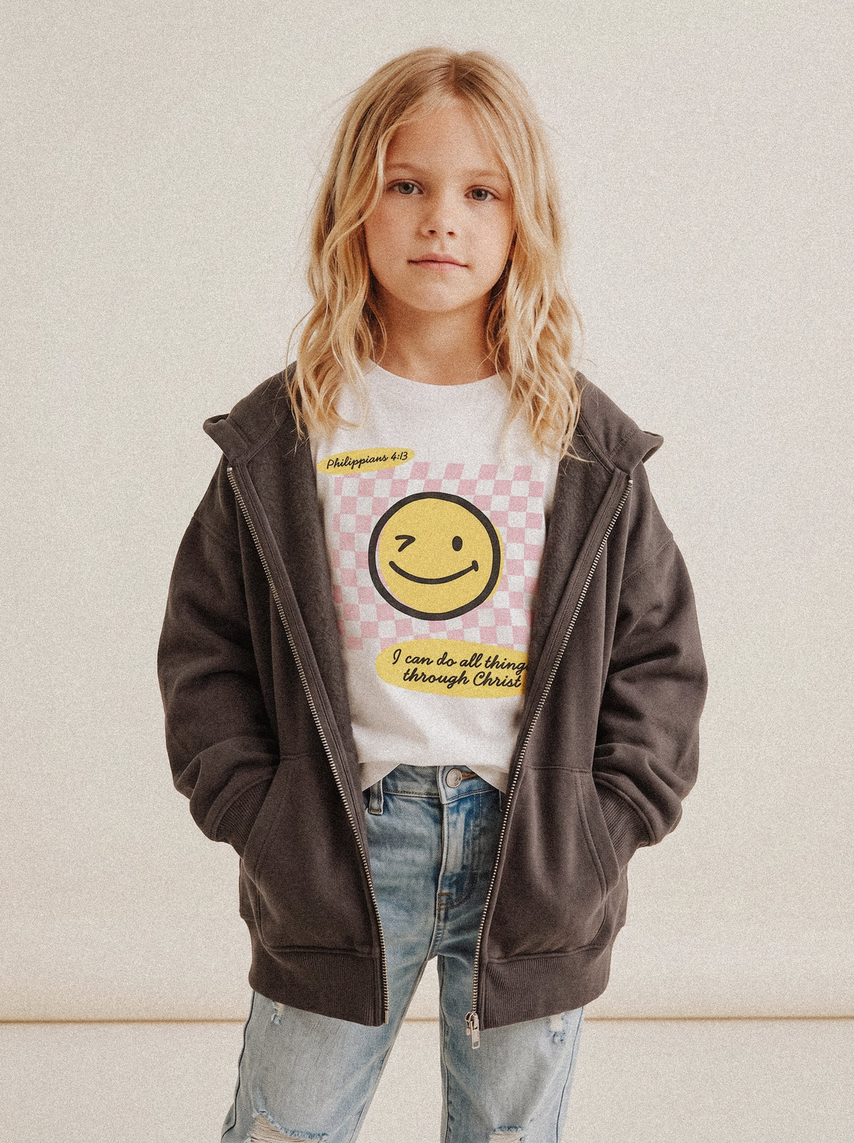 KIDS REGULAR FIT T-SHIRT I CAN DO ALL THINGS THROUGH CHRIST GIRL - model-1.jpg - 4
